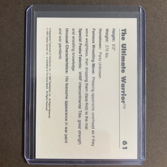 🔥Vintage 1991 WWF WWE  wrestling ultimate Warrior Wrestling card - Picture 2 of 2